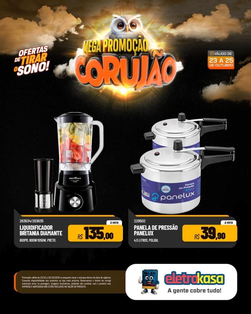 Chegou o Corujão nas lojas eletroKasa, em Rolim de Moura com ofertas de tirar o sono e fazer você economizar de verdade Chegou o Corujão nas lojas eletroKasa, em Rolim de Moura com ofertas de tirar o sono e fazer você economizar de verdade