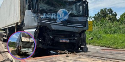 Durante a madrugada, caminhão colidiu violentamente na traseira de ônibus da Eucatur próximo à Curva da Morte, em RO Durante a madrugada, caminhão colidiu violentamente na traseira de ônibus da Eucatur próximo à Curva da Morte, em RO