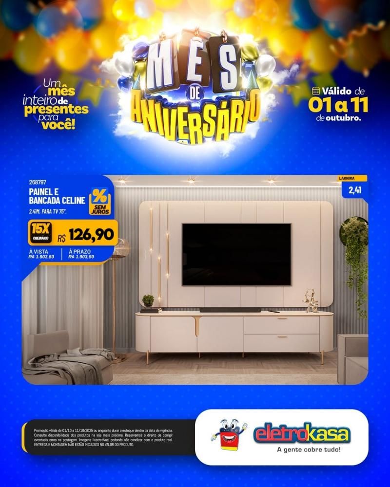 Mês de aniversário com super ofertas nas Lojas eletroKasa, em Rolim de Moura Mês de aniversário com super ofertas nas Lojas eletroKasa, em Rolim de Moura