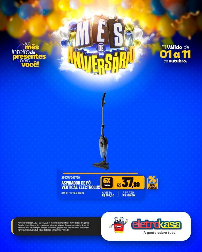 Mês de aniversário com super ofertas nas Lojas eletroKasa, em Rolim de Moura Mês de aniversário com super ofertas nas Lojas eletroKasa, em Rolim de Moura