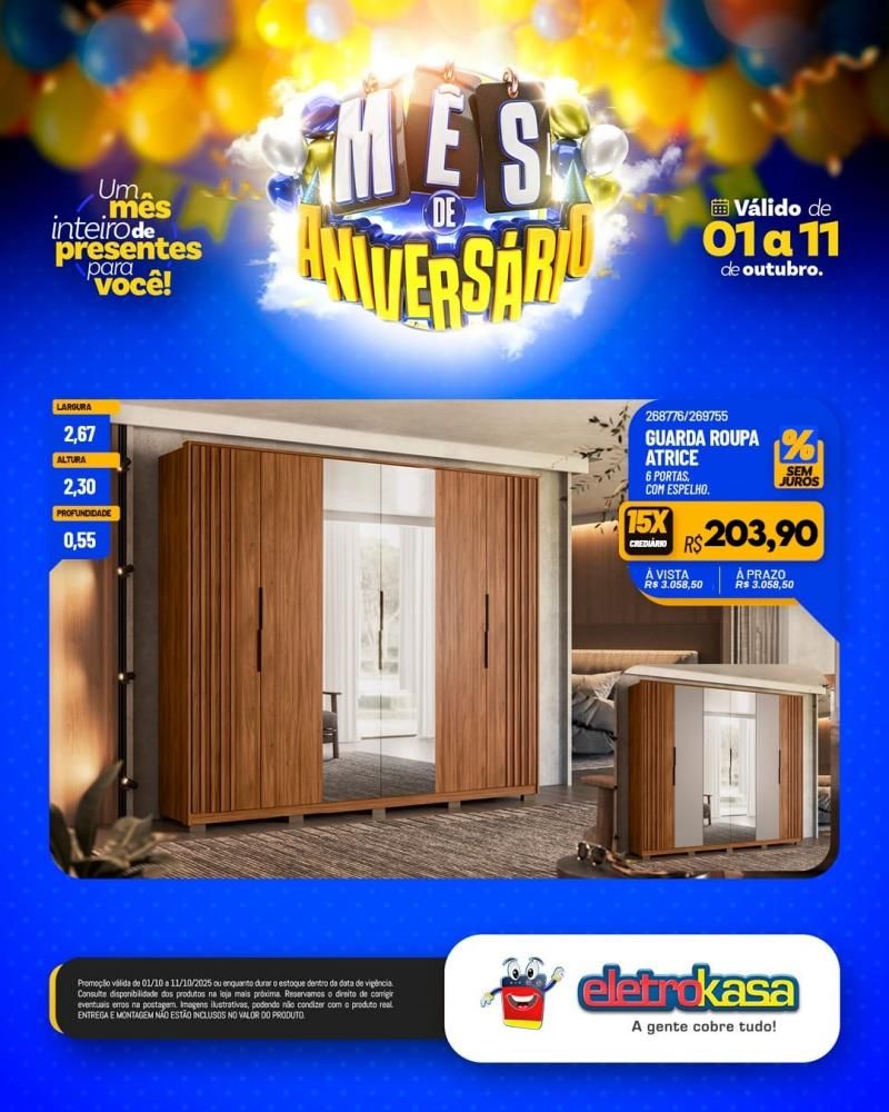 Mês de aniversário com super ofertas nas Lojas eletroKasa, em Rolim de Moura Mês de aniversário com super ofertas nas Lojas eletroKasa, em Rolim de Moura