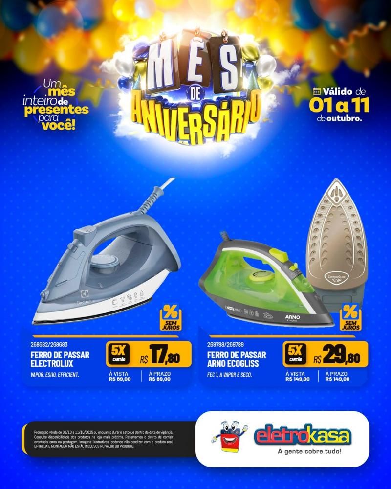 Mês de aniversário com super ofertas nas Lojas eletroKasa, em Rolim de Moura Mês de aniversário com super ofertas nas Lojas eletroKasa, em Rolim de Moura