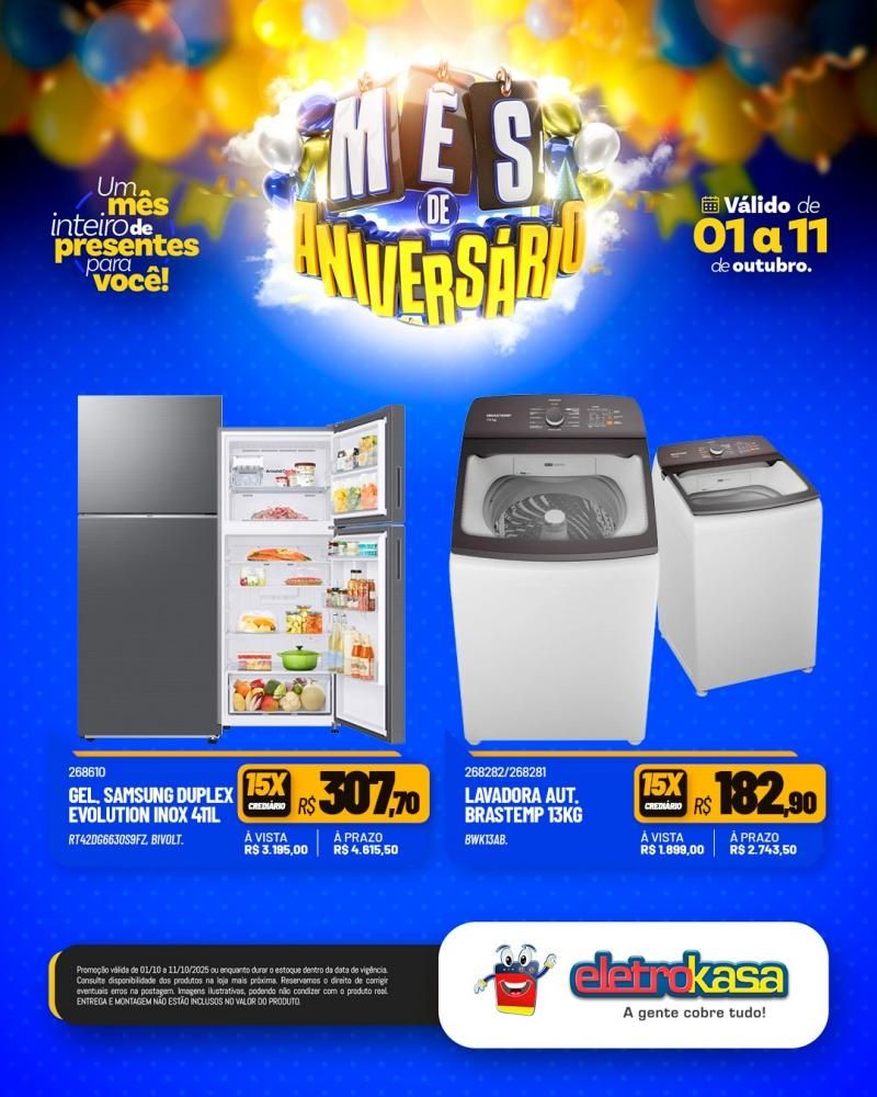 Mês de aniversário com super ofertas nas Lojas eletroKasa, em Rolim de Moura Mês de aniversário com super ofertas nas Lojas eletroKasa, em Rolim de Moura