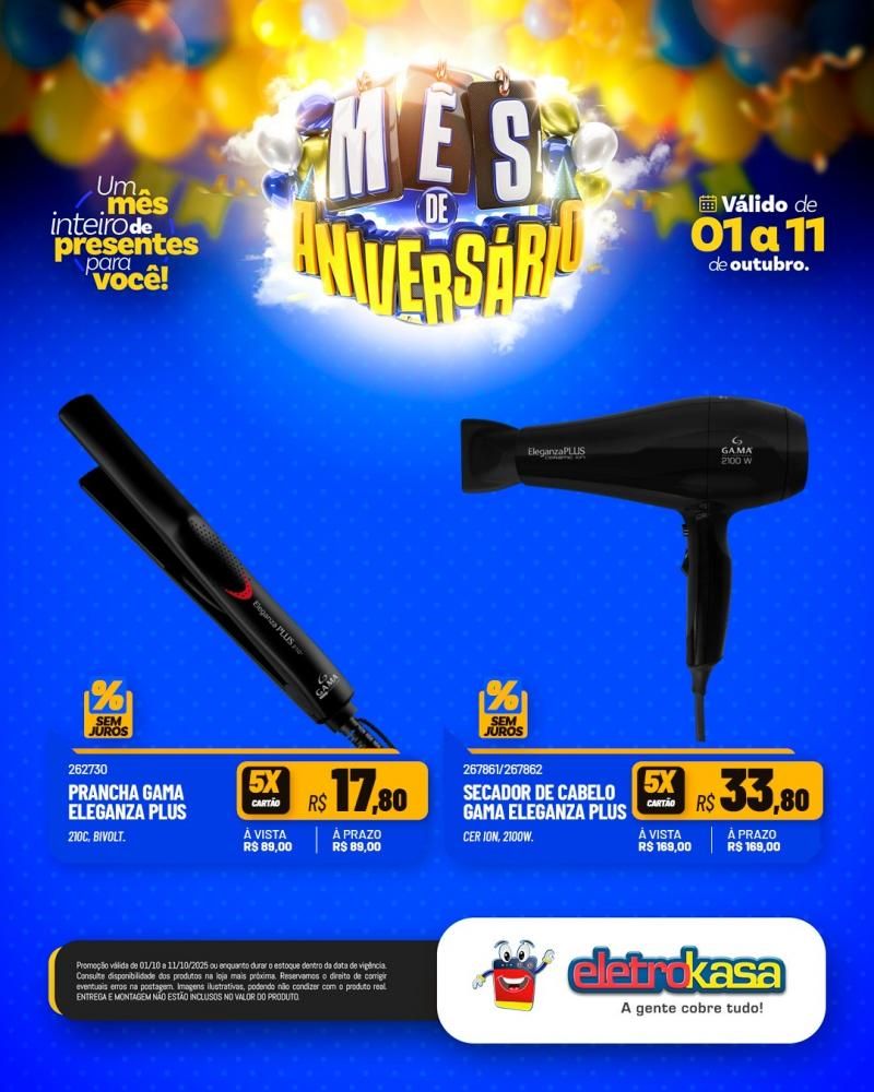 Mês de aniversário com super ofertas nas Lojas eletroKasa, em Rolim de Moura Mês de aniversário com super ofertas nas Lojas eletroKasa, em Rolim de Moura