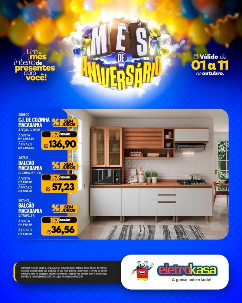 Mês de aniversário com super ofertas nas Lojas eletroKasa, em Rolim de Moura Mês de aniversário com super ofertas nas Lojas eletroKasa, em Rolim de Moura