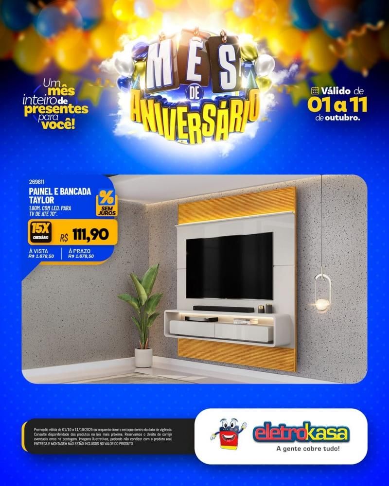 Mês de aniversário com super ofertas nas Lojas eletroKasa, em Rolim de Moura Mês de aniversário com super ofertas nas Lojas eletroKasa, em Rolim de Moura