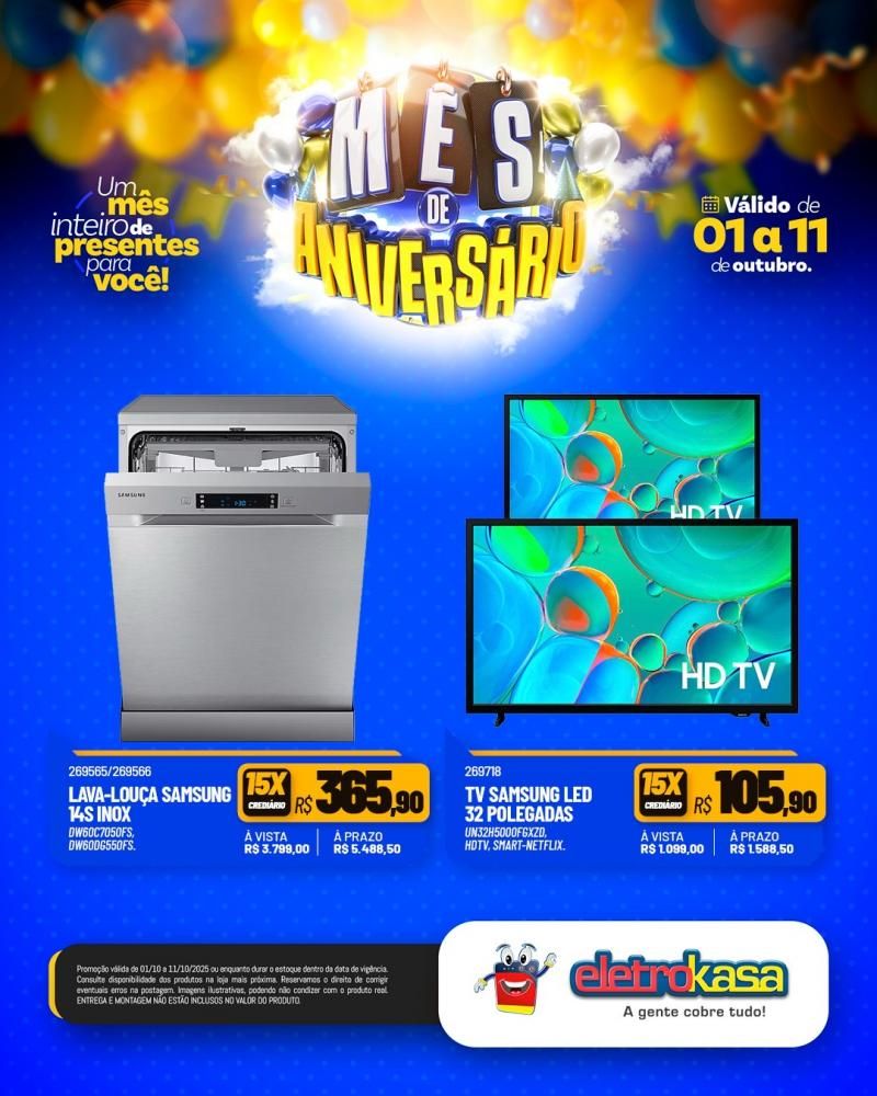 Mês de aniversário com super ofertas nas Lojas eletroKasa, em Rolim de Moura Mês de aniversário com super ofertas nas Lojas eletroKasa, em Rolim de Moura