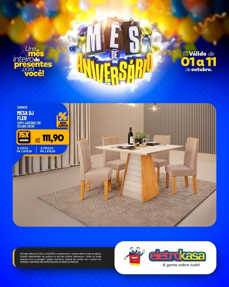 Mês de aniversário com super ofertas nas Lojas eletroKasa, em Rolim de Moura Mês de aniversário com super ofertas nas Lojas eletroKasa, em Rolim de Moura