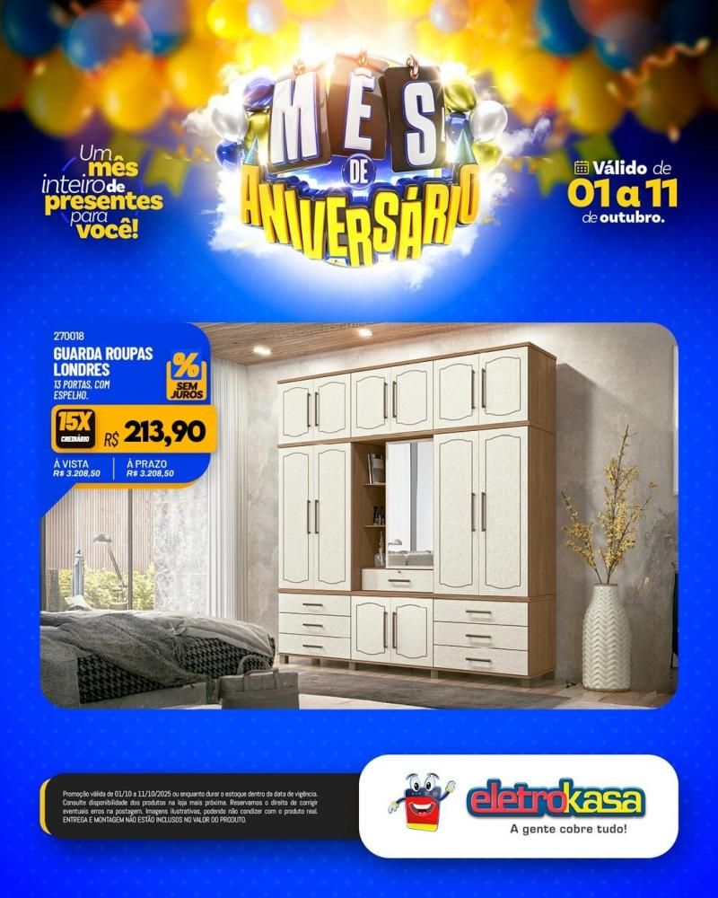 Mês de aniversário com super ofertas nas Lojas eletroKasa, em Rolim de Moura Mês de aniversário com super ofertas nas Lojas eletroKasa, em Rolim de Moura
