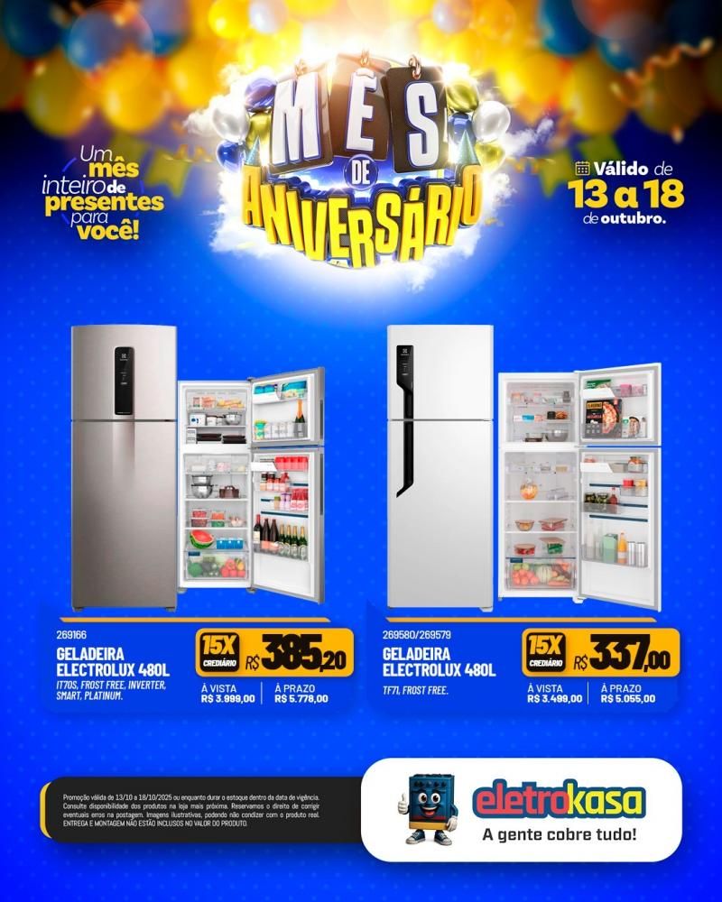 MÊS DE ANIVERSÁRIO com ofertas imperdíveis nas lojas ELETROKASA em Rolim de Moura MÊS DE ANIVERSÁRIO com ofertas imperdíveis nas lojas ELETROKASA em Rolim de Moura