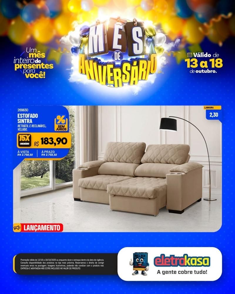 MÊS DE ANIVERSÁRIO com ofertas imperdíveis nas lojas ELETROKASA em Rolim de Moura MÊS DE ANIVERSÁRIO com ofertas imperdíveis nas lojas ELETROKASA em Rolim de Moura