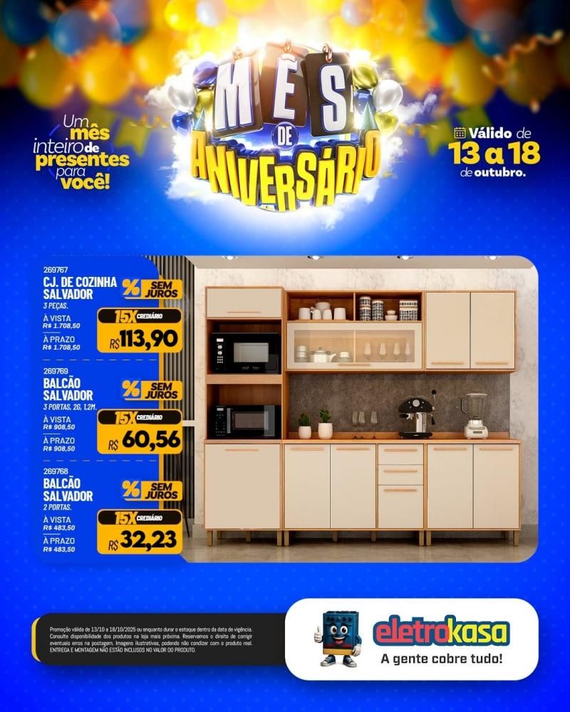 MÊS DE ANIVERSÁRIO com ofertas imperdíveis nas lojas ELETROKASA em Rolim de Moura MÊS DE ANIVERSÁRIO com ofertas imperdíveis nas lojas ELETROKASA em Rolim de Moura