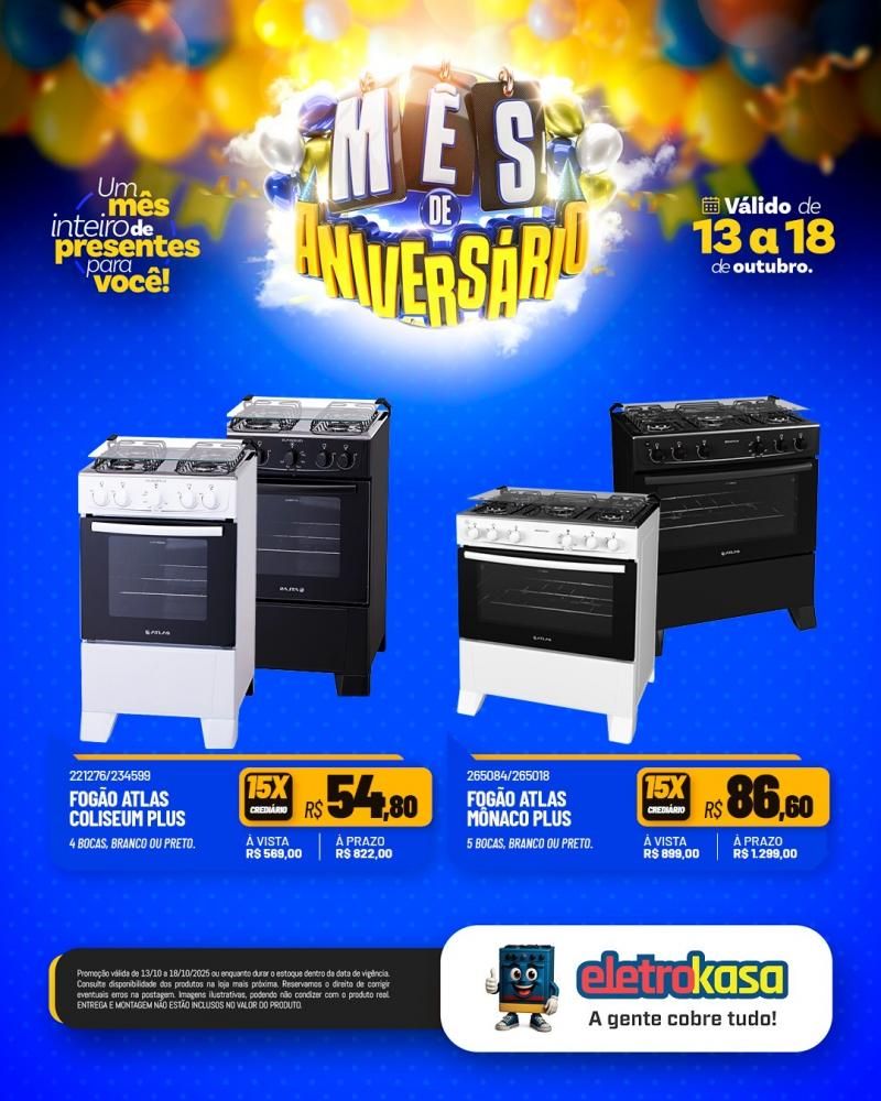 MÊS DE ANIVERSÁRIO com ofertas imperdíveis nas lojas ELETROKASA em Rolim de Moura MÊS DE ANIVERSÁRIO com ofertas imperdíveis nas lojas ELETROKASA em Rolim de Moura