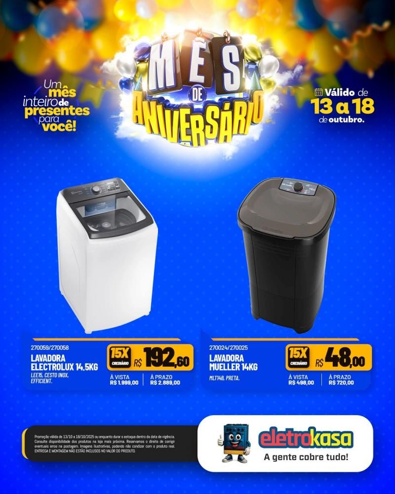 MÊS DE ANIVERSÁRIO com ofertas imperdíveis nas lojas ELETROKASA em Rolim de Moura MÊS DE ANIVERSÁRIO com ofertas imperdíveis nas lojas ELETROKASA em Rolim de Moura
