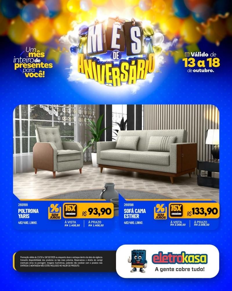 MÊS DE ANIVERSÁRIO com ofertas imperdíveis nas lojas ELETROKASA em Rolim de Moura MÊS DE ANIVERSÁRIO com ofertas imperdíveis nas lojas ELETROKASA em Rolim de Moura