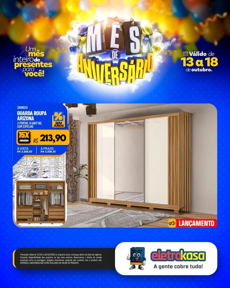MÊS DE ANIVERSÁRIO com ofertas imperdíveis nas lojas ELETROKASA em Rolim de Moura MÊS DE ANIVERSÁRIO com ofertas imperdíveis nas lojas ELETROKASA em Rolim de Moura