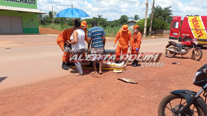 Acidente de trânsito envolvendo duas motos deixa um dos condutores com fratura exposta em uma das pernas, em Rolim de Moura Acidente de trânsito envolvendo duas motos deixa um dos condutores com fratura exposta em uma das pernas, em Rolim de Moura