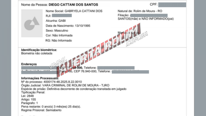 Acusado de furto foi preso novamente pela Polícia Militar em Rolim de Moura Acusado de furto foi preso novamente pela Polícia Militar em Rolim de Moura