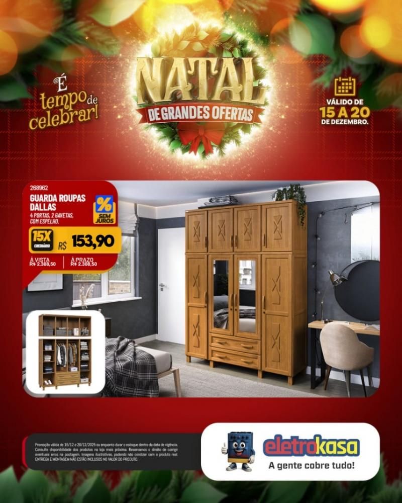 Aproveite as ofertas de Natal para mobiliar ou renovar sua casa com as lojas eletroKasa, em Rolim de Moura Aproveite as ofertas de Natal para mobiliar ou renovar sua casa com as lojas eletroKasa, em Rolim de Moura