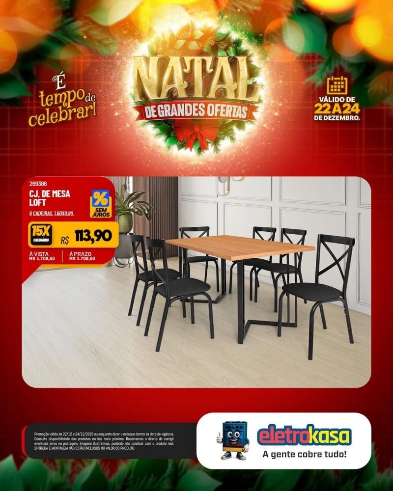 Ofertas imperdíveis de Natal para mobiliar ou renovar sua casa com as lojas eletroKasa, em Rolim de Moura Ofertas imperdíveis de Natal para mobiliar ou renovar sua casa com as lojas eletroKasa, em Rolim de Moura
