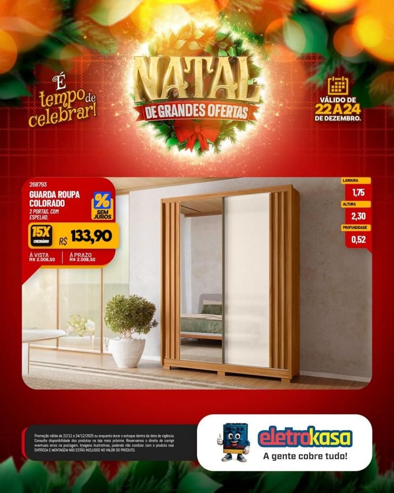 Ofertas imperdíveis de Natal para mobiliar ou renovar sua casa com as lojas eletroKasa, em Rolim de Moura Ofertas imperdíveis de Natal para mobiliar ou renovar sua casa com as lojas eletroKasa, em Rolim de Moura