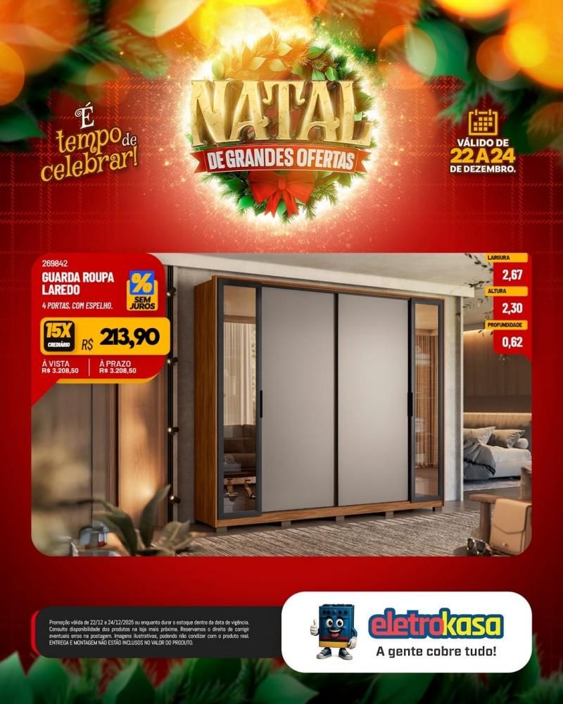 Ofertas imperdíveis de Natal para mobiliar ou renovar sua casa com as lojas eletroKasa, em Rolim de Moura Ofertas imperdíveis de Natal para mobiliar ou renovar sua casa com as lojas eletroKasa, em Rolim de Moura