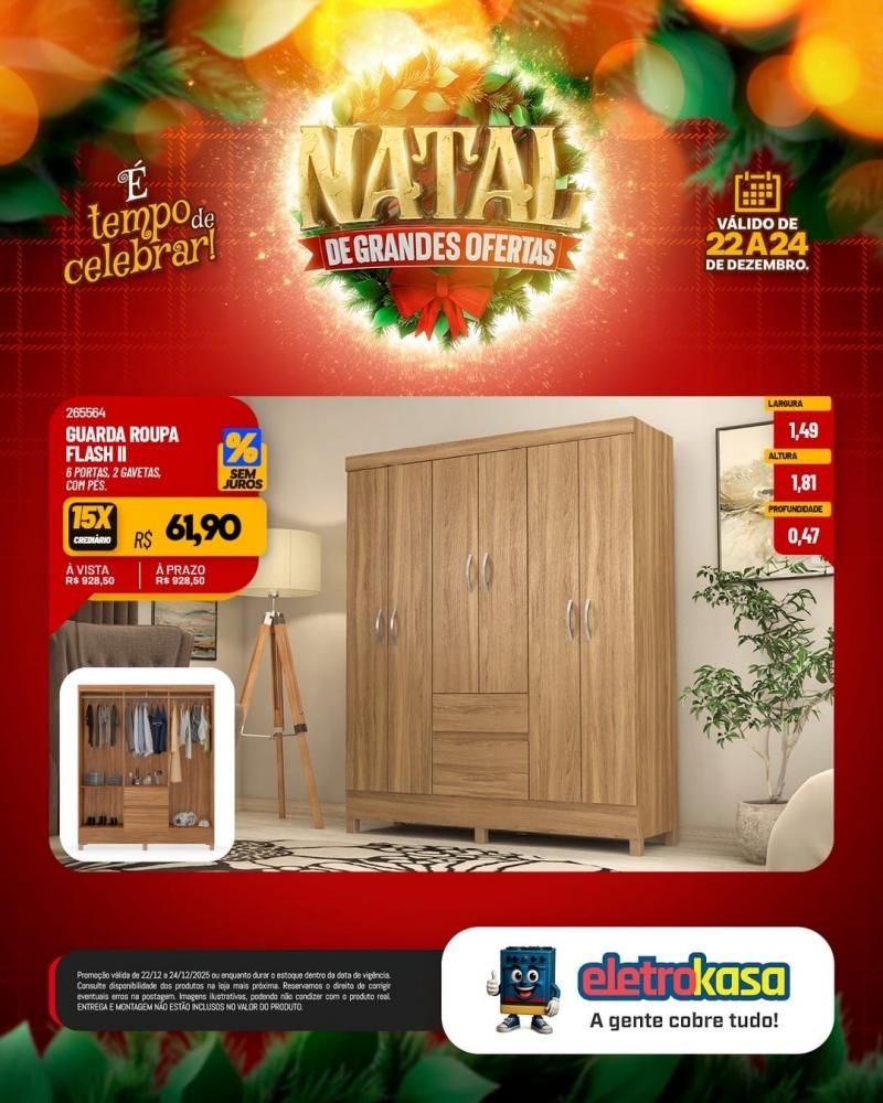 Ofertas imperdíveis de Natal para mobiliar ou renovar sua casa com as lojas eletroKasa, em Rolim de Moura Ofertas imperdíveis de Natal para mobiliar ou renovar sua casa com as lojas eletroKasa, em Rolim de Moura