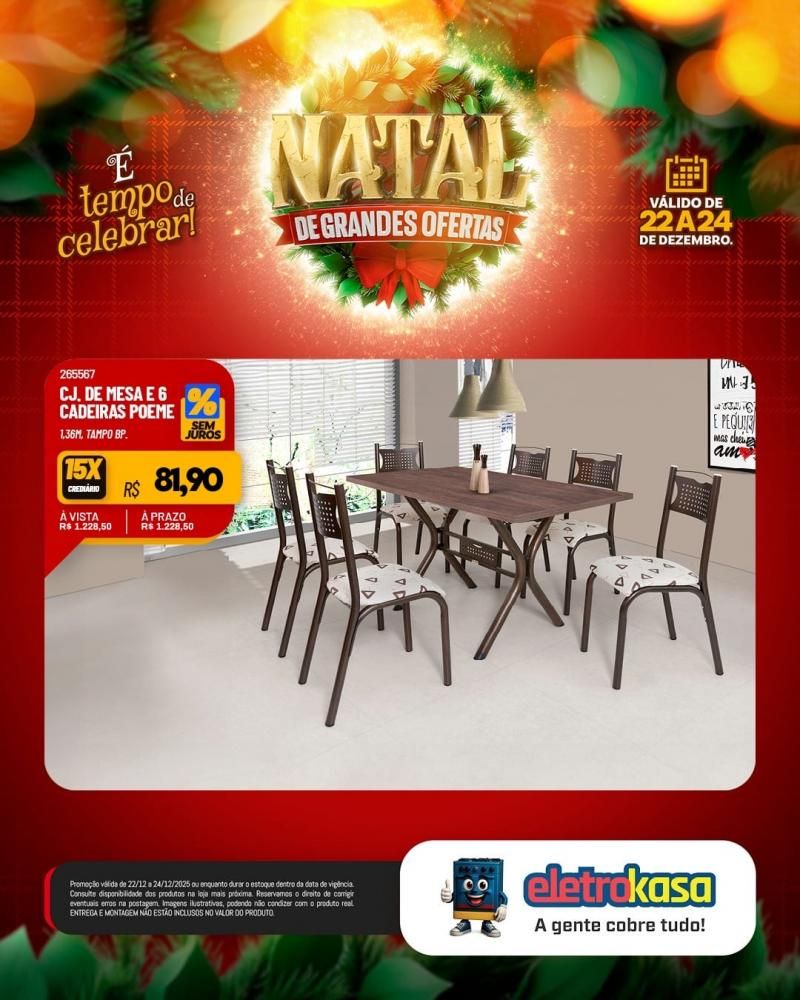Ofertas imperdíveis de Natal para mobiliar ou renovar sua casa com as lojas eletroKasa, em Rolim de Moura Ofertas imperdíveis de Natal para mobiliar ou renovar sua casa com as lojas eletroKasa, em Rolim de Moura