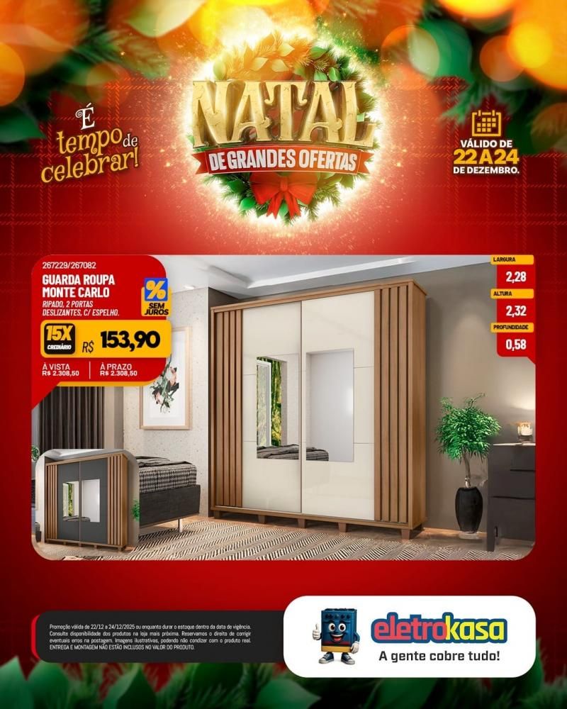 Ofertas imperdíveis de Natal para mobiliar ou renovar sua casa com as lojas eletroKasa, em Rolim de Moura Ofertas imperdíveis de Natal para mobiliar ou renovar sua casa com as lojas eletroKasa, em Rolim de Moura