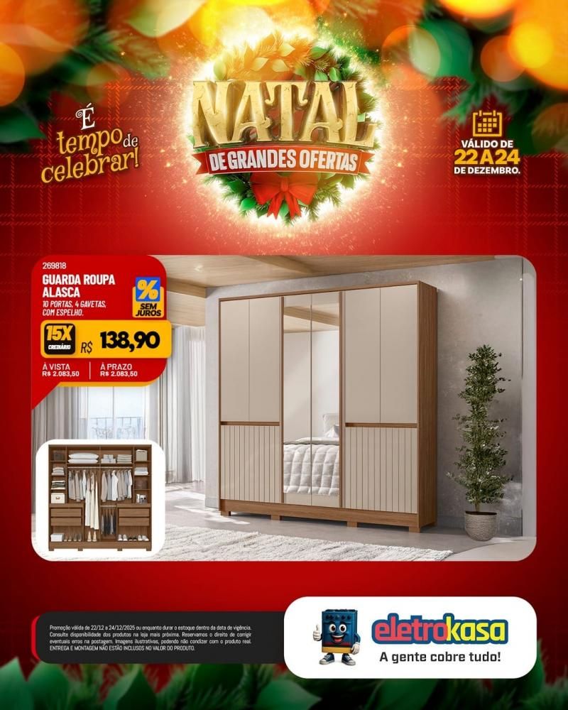 Ofertas imperdíveis de Natal para mobiliar ou renovar sua casa com as lojas eletroKasa, em Rolim de Moura Ofertas imperdíveis de Natal para mobiliar ou renovar sua casa com as lojas eletroKasa, em Rolim de Moura
