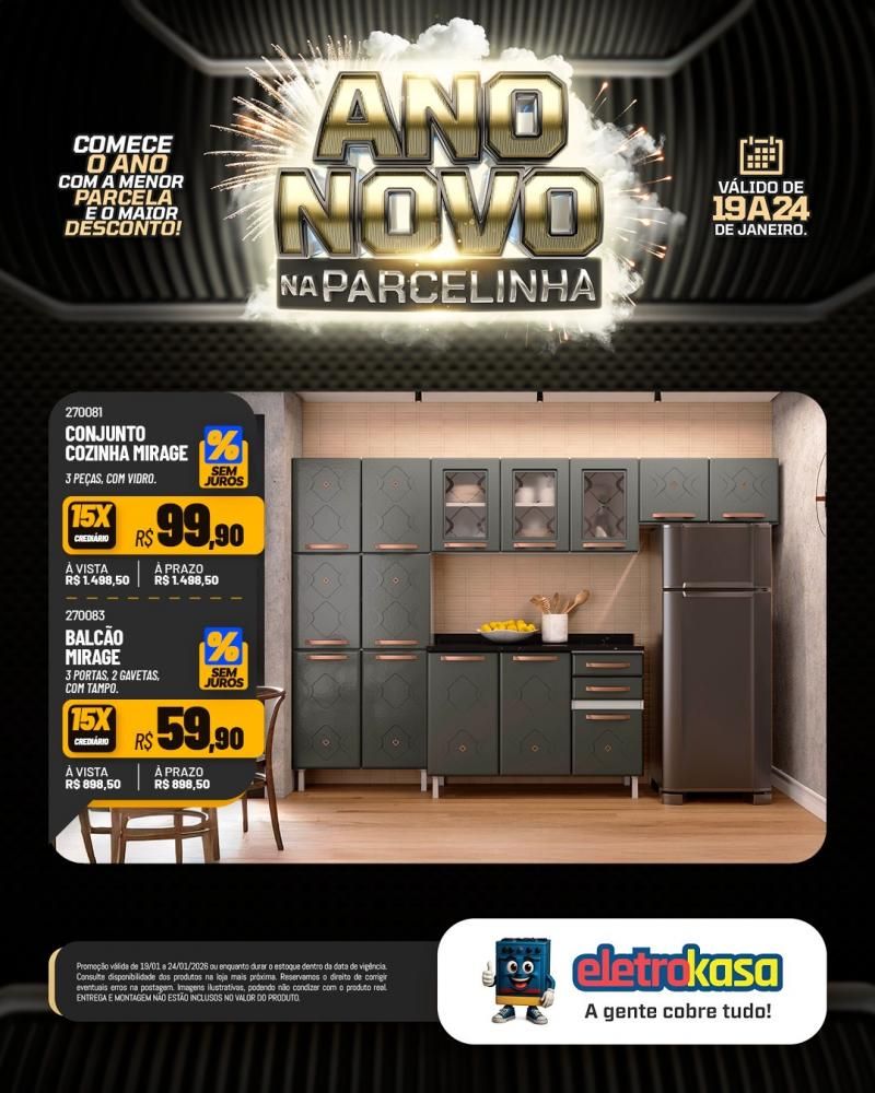 Ano novo com parcelas que cabem no seu bolso nas lojas eletroKasa, em Rolim de Moura Ano novo com parcelas que cabem no seu bolso nas lojas eletroKasa, em Rolim de Moura