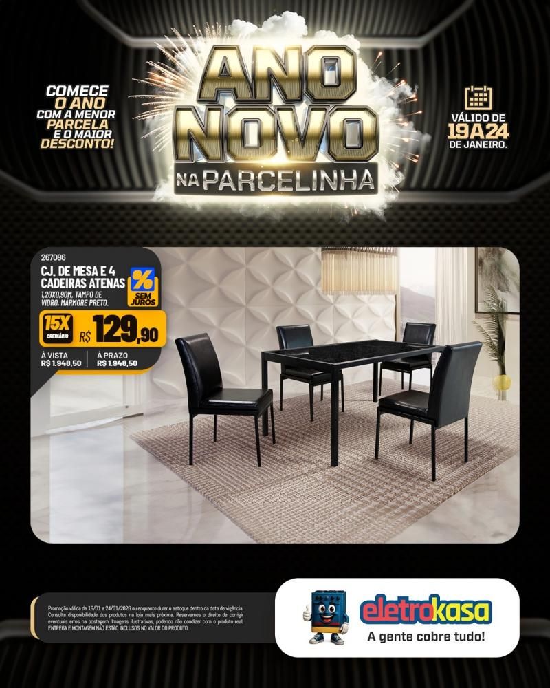 Ano novo com parcelas que cabem no seu bolso nas lojas eletroKasa, em Rolim de Moura Ano novo com parcelas que cabem no seu bolso nas lojas eletroKasa, em Rolim de Moura