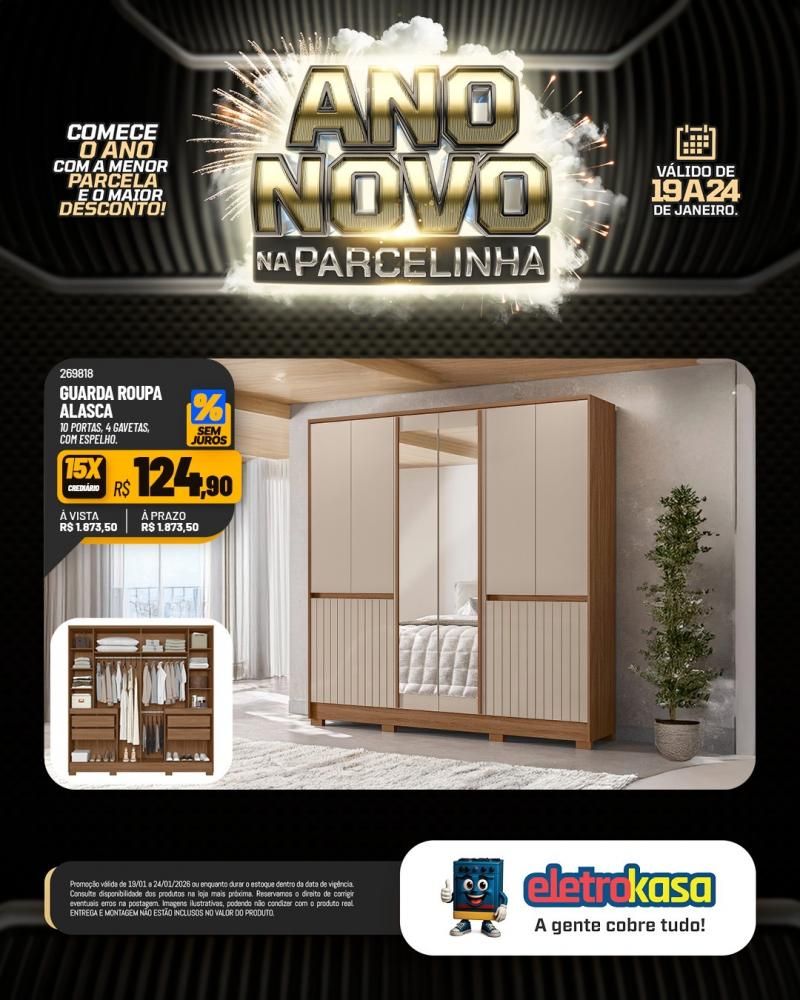 Ano novo com parcelas que cabem no seu bolso nas lojas eletroKasa, em Rolim de Moura Ano novo com parcelas que cabem no seu bolso nas lojas eletroKasa, em Rolim de Moura
