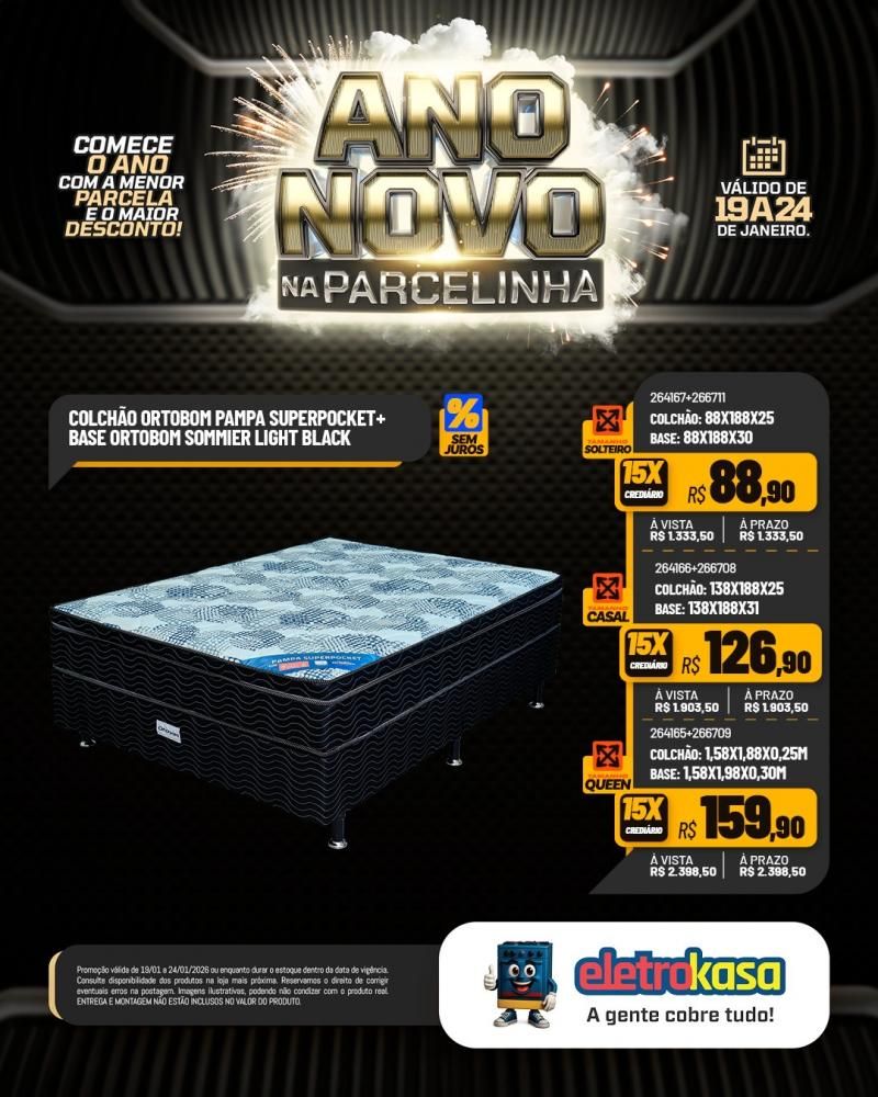 Ano novo com parcelas que cabem no seu bolso nas lojas eletroKasa, em Rolim de Moura Ano novo com parcelas que cabem no seu bolso nas lojas eletroKasa, em Rolim de Moura