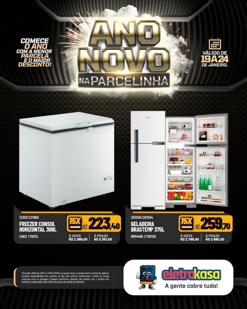 Ano novo com parcelas que cabem no seu bolso nas lojas eletroKasa, em Rolim de Moura Ano novo com parcelas que cabem no seu bolso nas lojas eletroKasa, em Rolim de Moura