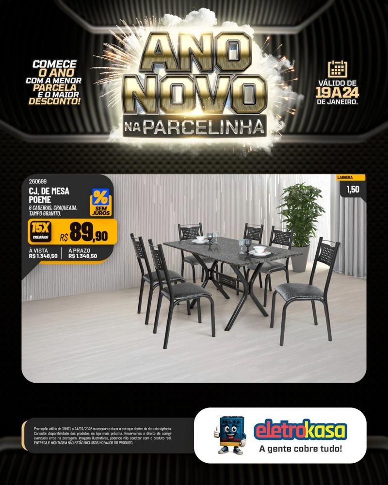 Ano novo com parcelas que cabem no seu bolso nas lojas eletroKasa, em Rolim de Moura Ano novo com parcelas que cabem no seu bolso nas lojas eletroKasa, em Rolim de Moura