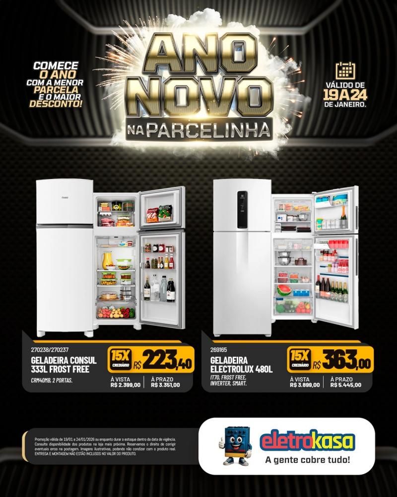 Ano novo com parcelas que cabem no seu bolso nas lojas eletroKasa, em Rolim de Moura Ano novo com parcelas que cabem no seu bolso nas lojas eletroKasa, em Rolim de Moura