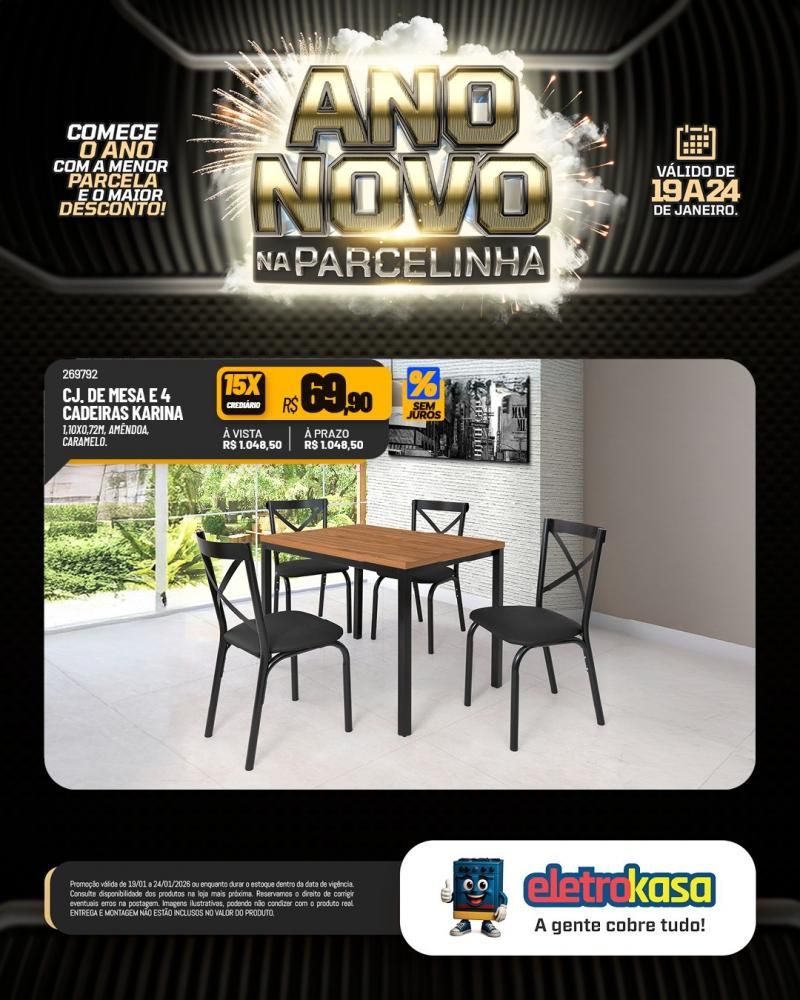 Ano novo com parcelas que cabem no seu bolso nas lojas eletroKasa, em Rolim de Moura Ano novo com parcelas que cabem no seu bolso nas lojas eletroKasa, em Rolim de Moura