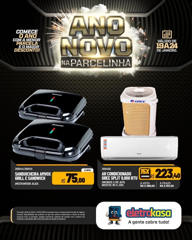 Ano novo com parcelas que cabem no seu bolso nas lojas eletroKasa, em Rolim de Moura Ano novo com parcelas que cabem no seu bolso nas lojas eletroKasa, em Rolim de Moura