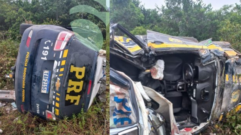 TRAGÉDIA: Viatura da PRF capota durante perseguição e policial morre TRAGÉDIA: Viatura da PRF capota durante perseguição e policial morre
