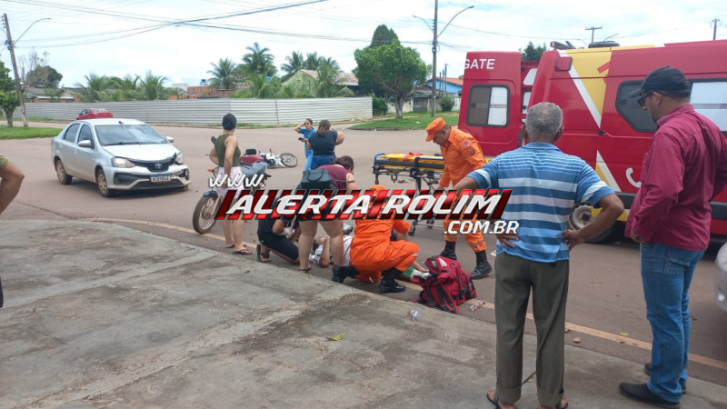 Colisão entre carro e moto deixa motociclista com fratura em uma das pernas, em Rolim de Moura; vídeo Colisão entre carro e moto deixa motociclista com fratura em uma das pernas, em Rolim de Moura; vídeo