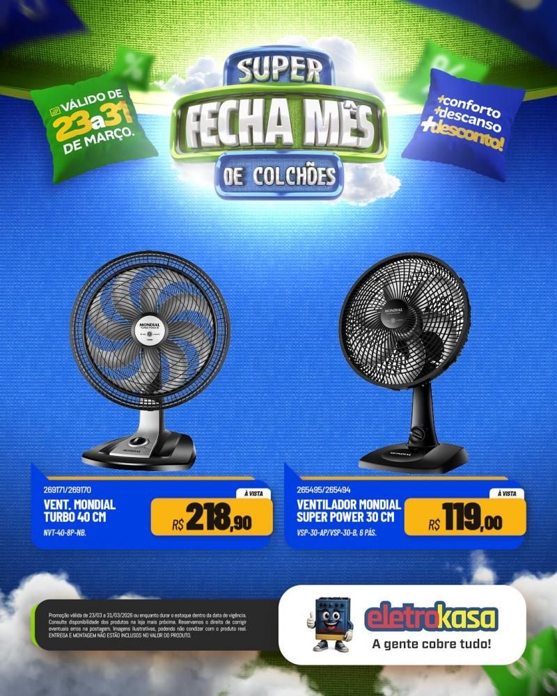 Ofertas imperdíveis no SUPER FECHA MÊS de colchões nas lojas eletroKasa, em Rolim de Moura Ofertas imperdíveis no SUPER FECHA MÊS de colchões nas lojas eletroKasa, em Rolim de Moura