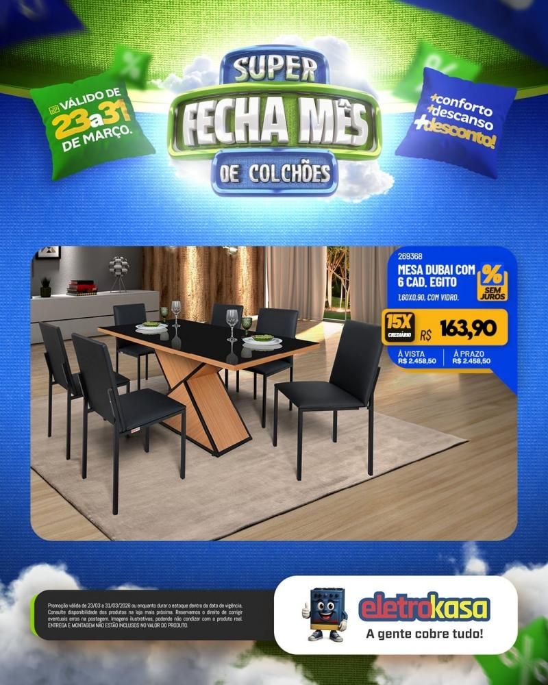 Ofertas imperdíveis no SUPER FECHA MÊS de colchões nas lojas eletroKasa, em Rolim de Moura Ofertas imperdíveis no SUPER FECHA MÊS de colchões nas lojas eletroKasa, em Rolim de Moura