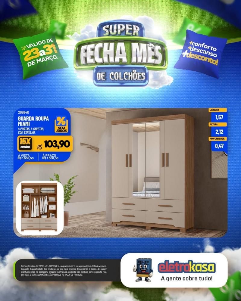 Super fecha mês de colchões nas lojas eletroKasa, em Rolim de Moura Super fecha mês de colchões nas lojas eletroKasa, em Rolim de Moura