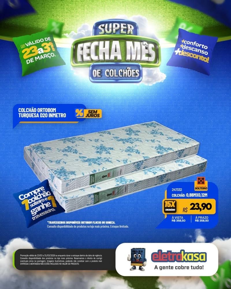 Super fecha mês de colchões nas lojas eletroKasa, em Rolim de Moura Super fecha mês de colchões nas lojas eletroKasa, em Rolim de Moura