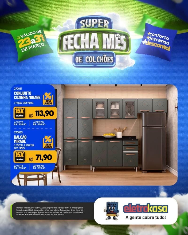 Super fecha mês de colchões nas lojas eletroKasa, em Rolim de Moura Super fecha mês de colchões nas lojas eletroKasa, em Rolim de Moura