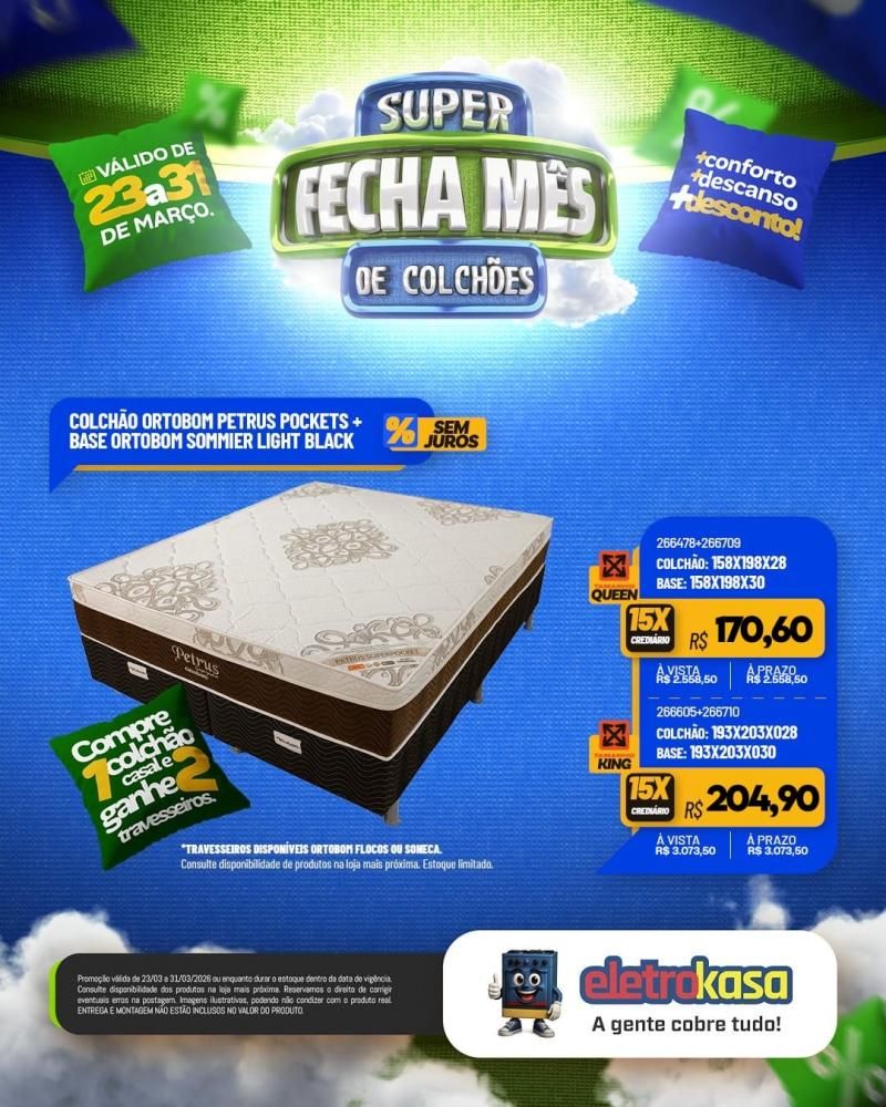 Super fecha mês de colchões nas lojas eletroKasa, em Rolim de Moura Super fecha mês de colchões nas lojas eletroKasa, em Rolim de Moura