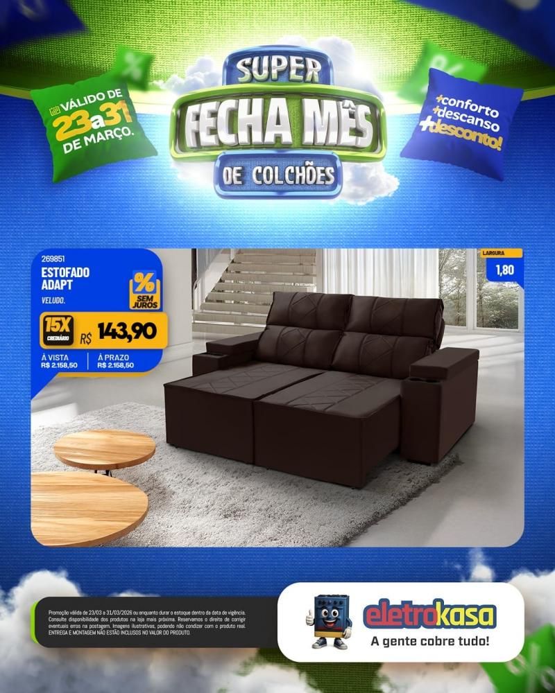 Super fecha mês de colchões nas lojas eletroKasa, em Rolim de Moura Super fecha mês de colchões nas lojas eletroKasa, em Rolim de Moura
