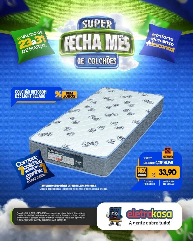 Super fecha mês de colchões nas lojas eletroKasa, em Rolim de Moura Super fecha mês de colchões nas lojas eletroKasa, em Rolim de Moura