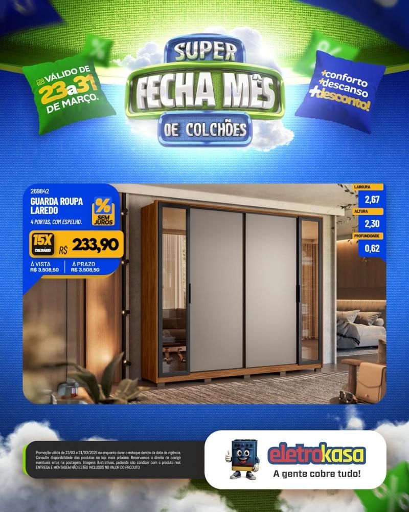 Super fecha mês de colchões nas lojas eletroKasa, em Rolim de Moura Super fecha mês de colchões nas lojas eletroKasa, em Rolim de Moura